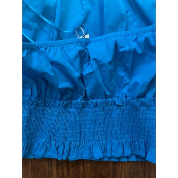 Ramy Brook Charlie Halter Top Size S NWT Tropical Blue Pleated Hem - Picture 4 of 8